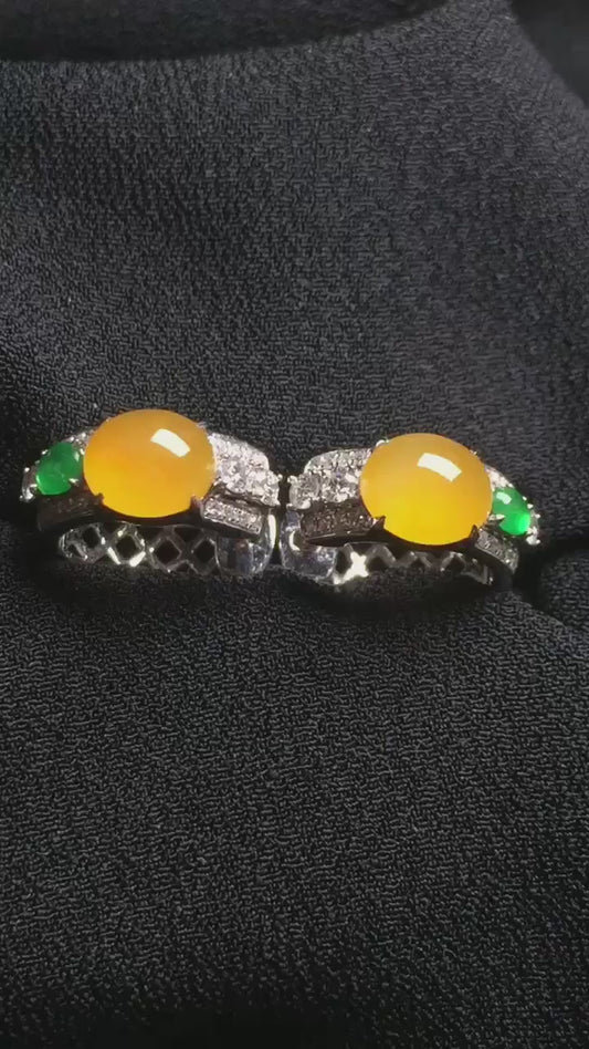 黃翡耳環 Yellow Jade Earrings
